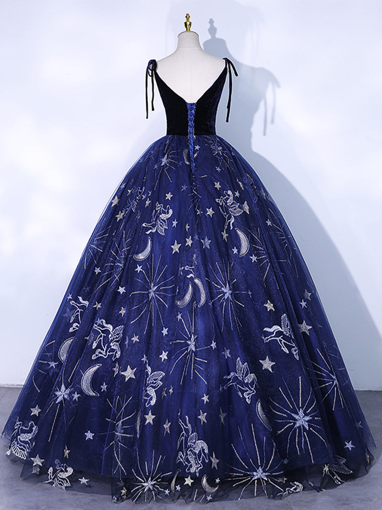 Navy Blue V-Neck Ball Gown Prom Dress Formal Dress Navy Blue V-Neck Ball Gown Prom Dress Formal Dress