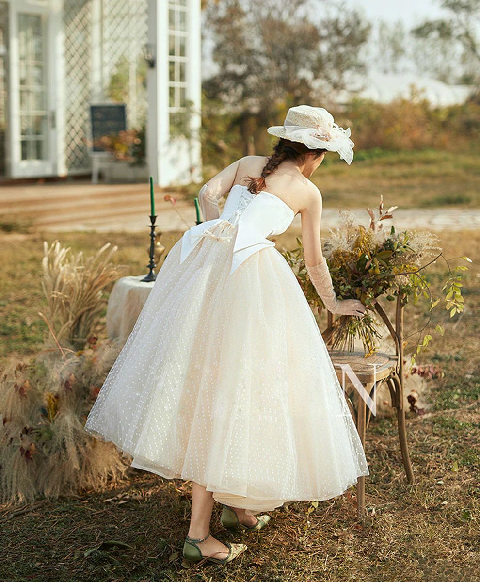 50s Vintage inspired Polka Dot Short Wedding Dress 50s Vintage inspired Polka Dot Short Wedding Dress