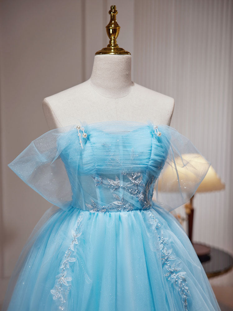 Light Blue Sheer Short Juniors Homecoming Dress Graudation Dress - DollyGown