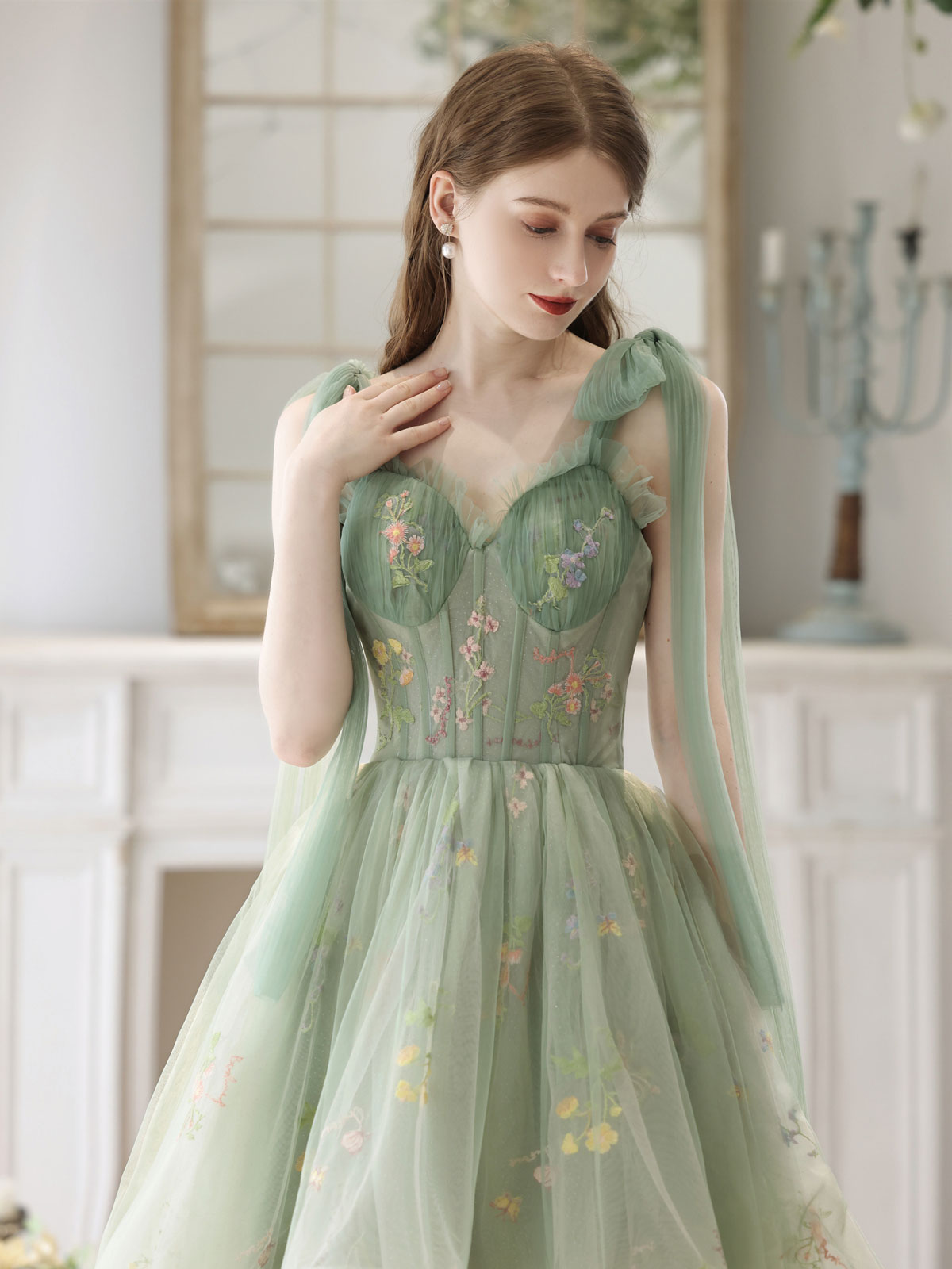 Green High Low Boho See Through Homecoming Dress Green High Low Boho See Through Homecoming Dress
