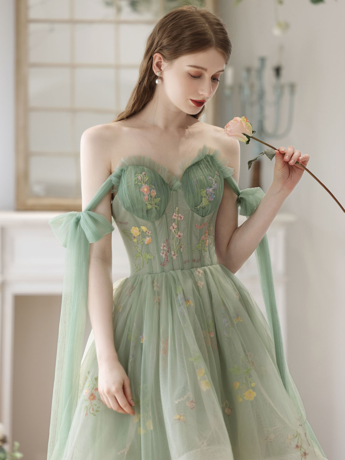 Green High Low Boho See Through Homecoming Dress Green High Low Boho See Through Homecoming Dress