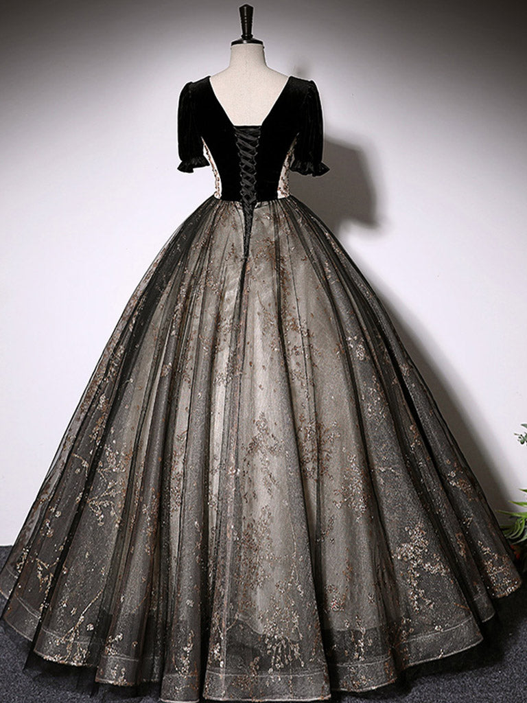 Black Half Sleeved Masquerade Ball Gown Quinceanera Dress Prom Dress Black Half Sleeved Masquerade Ball Gown Quinceanera Dress Prom Dress