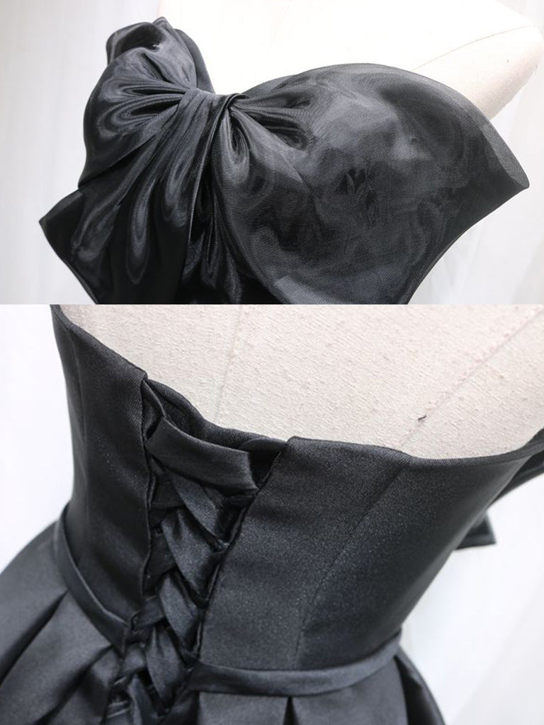 Adorable Black A-line Homecoming Dress with Big Bow Front Adorable Black A-line Homecoming Dress with Big Bow Front