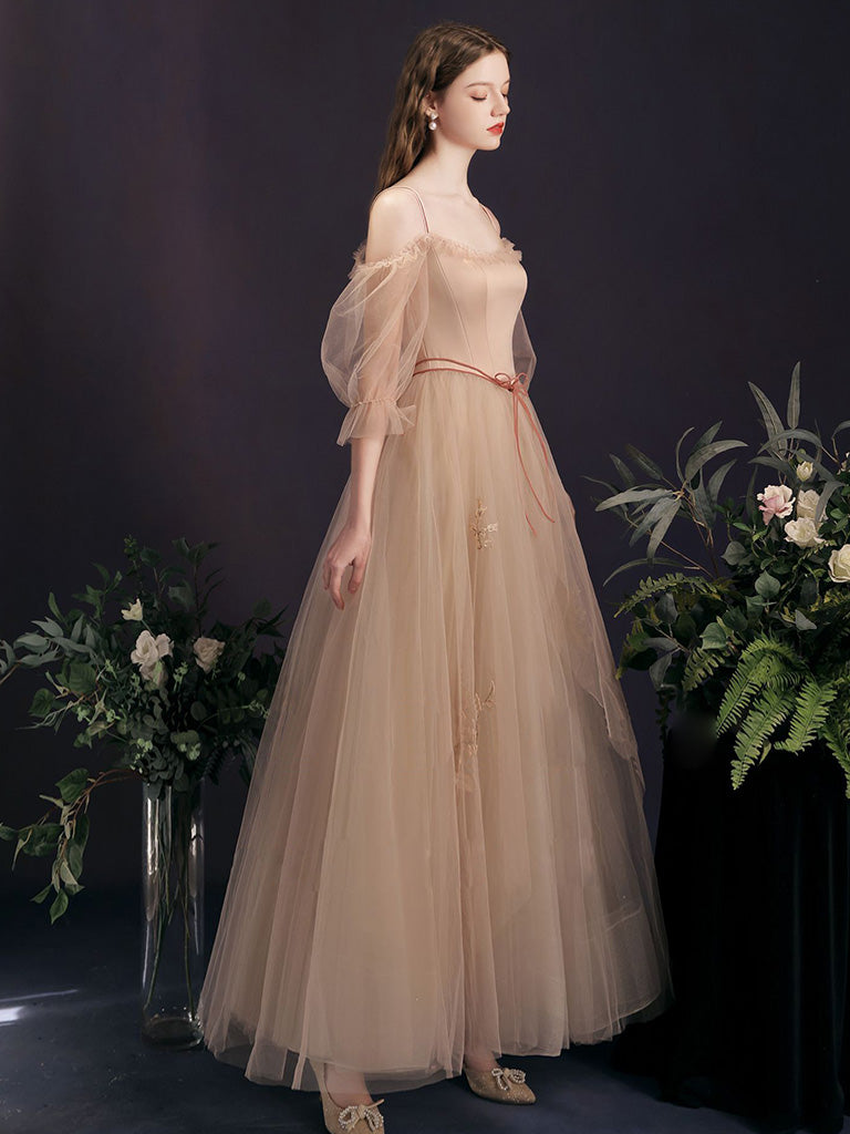 Fairytale Light Champagne Tulle Boho Prom Dress