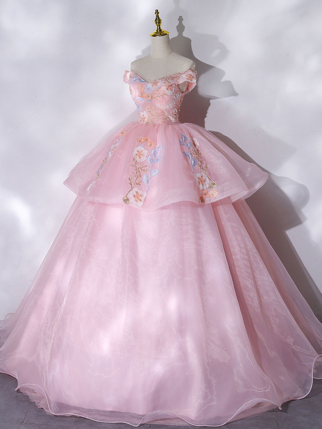Off The Shoulder Pink Ball Gown Quinceanera Dress Sweet 16 Dress - DollyGown