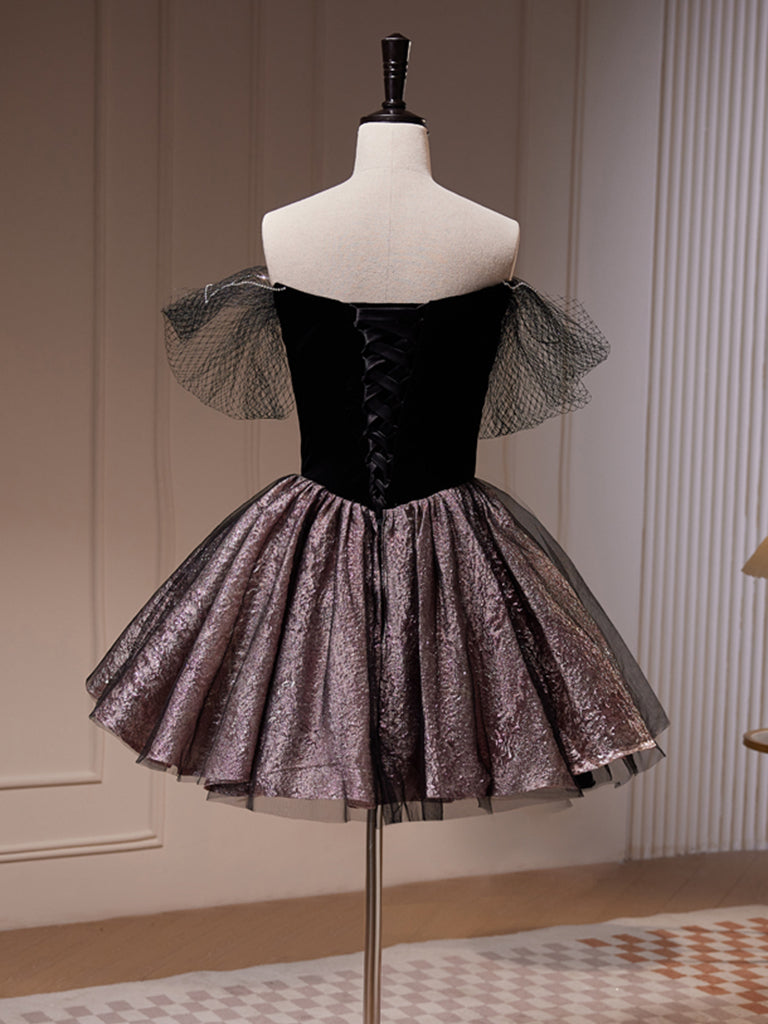 Off The Shoulder Drop Waist Short Black Homecoming Dress Off The Shoulder Drop Waist Short Black Homecoming Dress