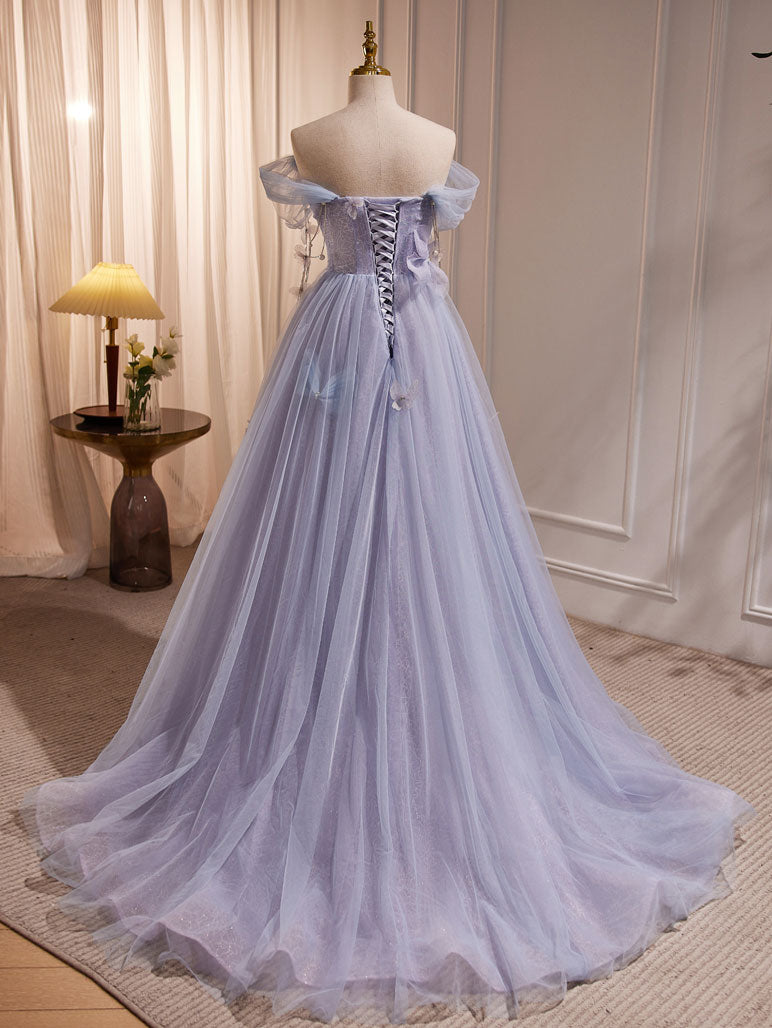 Princess Lavender Tulle Sweetheart Occasion Dress Long Prom Dress - DollyGown