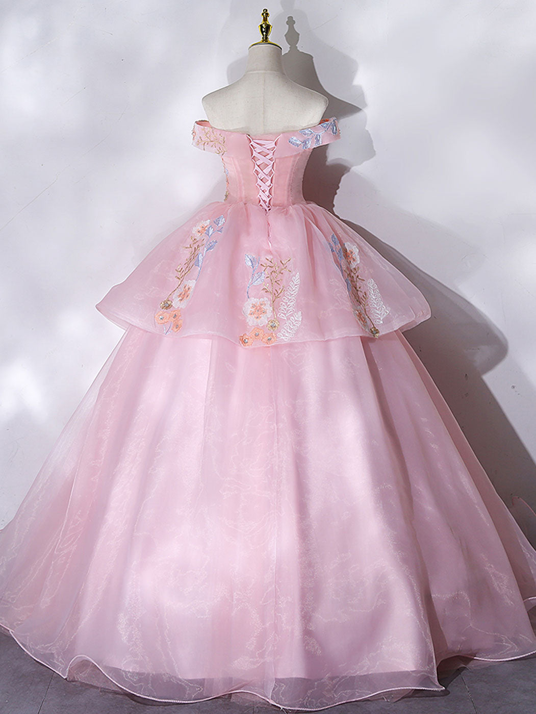 Off The Shoulder Pink Ball Gown Quinceanera Dress Sweet 16 Dress - DollyGown
