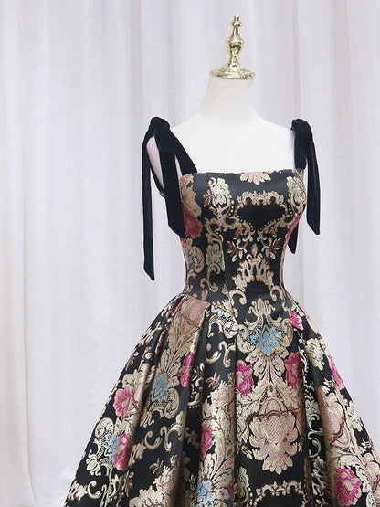 Black Printed Short Homecoming Dress 8th Grade Dance Dress - DollyGown