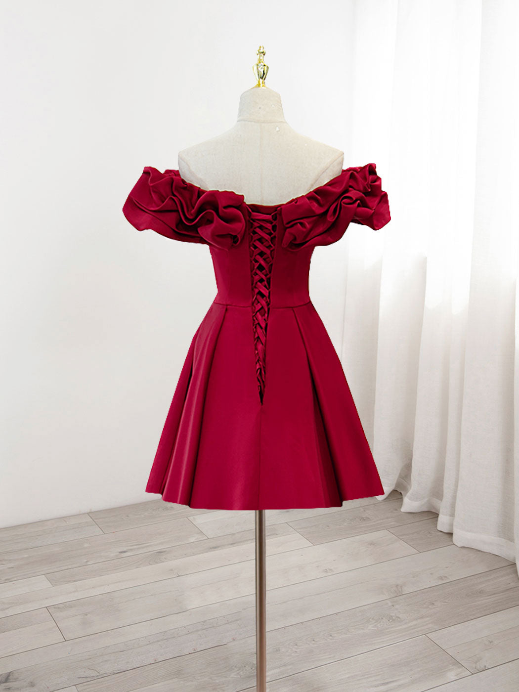 Cute Off The Shoulder Burgundy Short Homecoming Dress Formal Dress Cute Off The Shoulder Burgundy Short Homecoming Dress Formal Dress