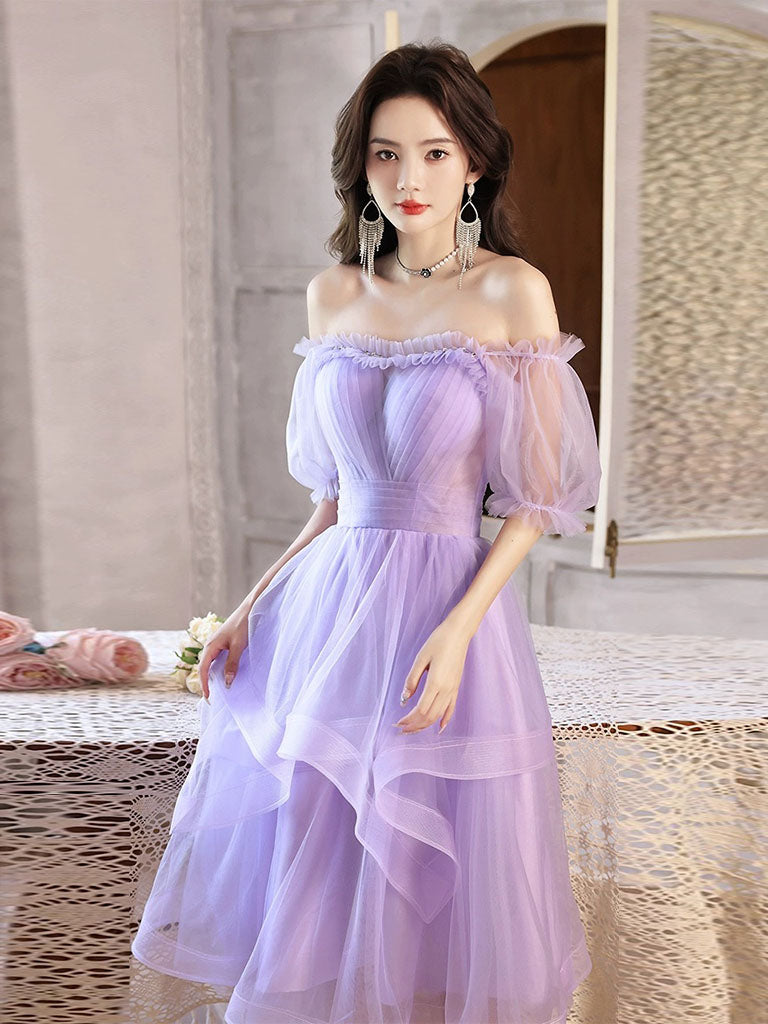 Off The Shoulder Ruffle Lavender Sheer Homecoming Dress Off The Shoulder Ruffle Lavender Sheer Homecoming Dress