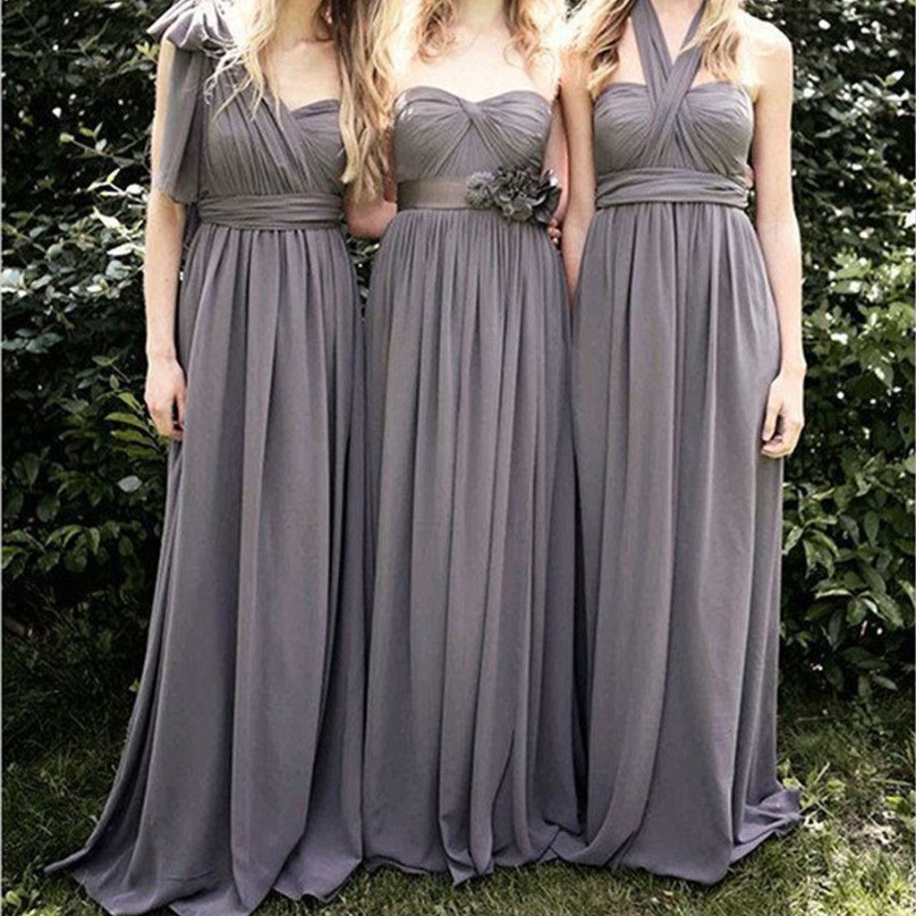 Grey Bridesmaid Dresses Long Mismatched Boho A-Line Bridesmaid Dresses for Outdoor Wedding,#711065-Dolly Gown