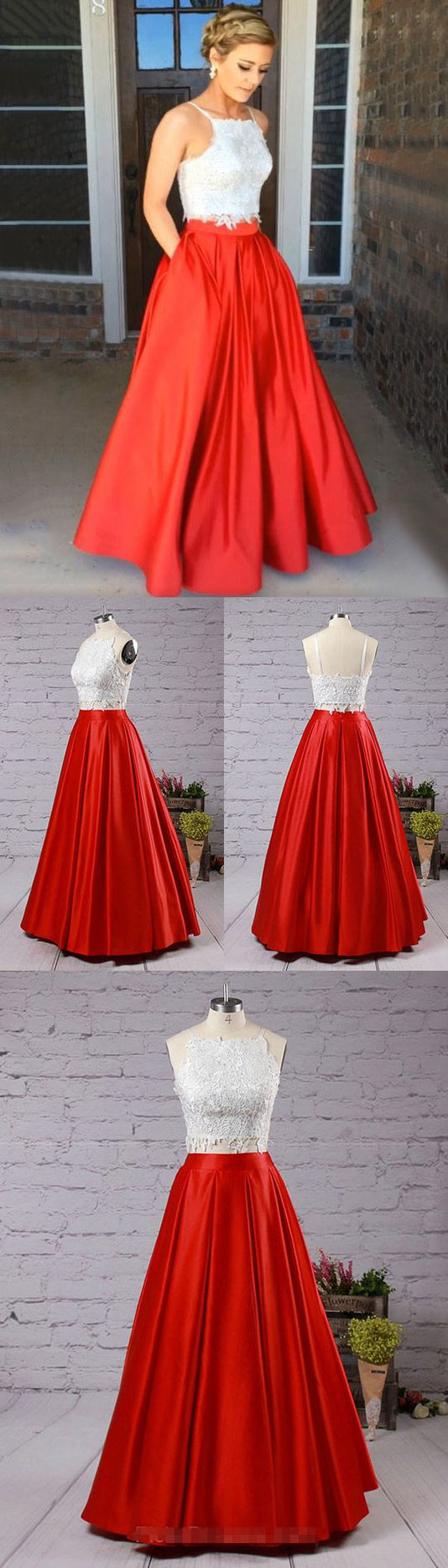 strapless open back dress Square Short Sleeves A-Line Satin Party Prom Dress Hunter Green / US 6