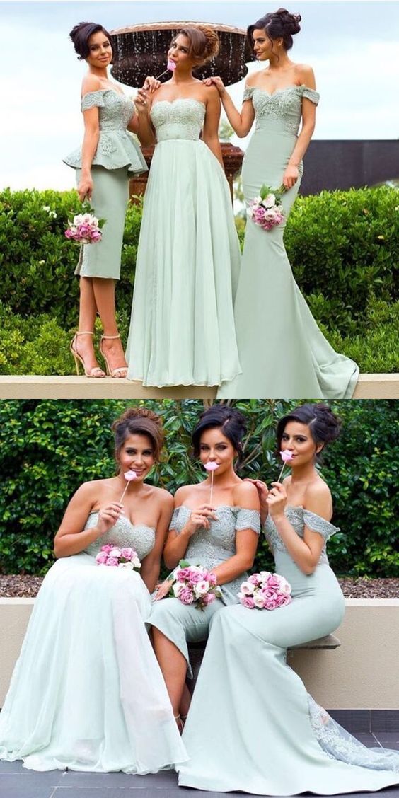 Stylish Sage Green Mismatched Bridesmaid Dresses Different Style Bridesmaid Dresses,711086