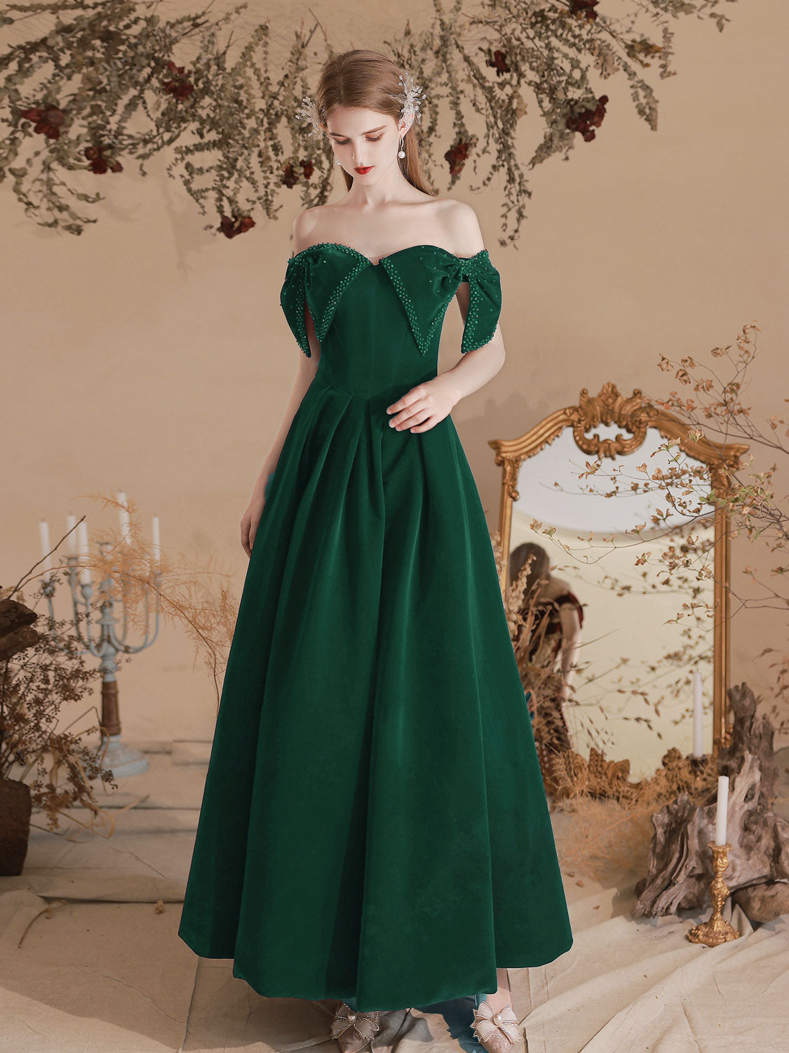 Classy Off The Shoulder Burgundy Velvet Prom Dress Classy Off The Shoulder Burgundy Velvet Prom Dress