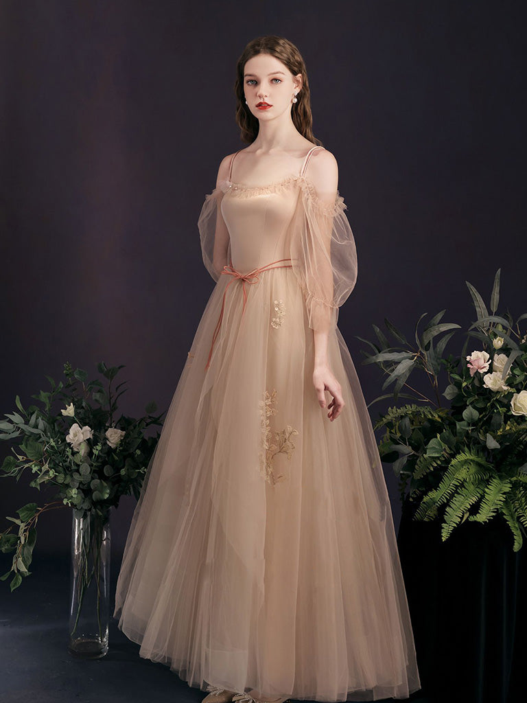 Fairytale Light Champagne Tulle Boho Prom Dress Fairytale Light Champagne Tulle Boho Prom Dress