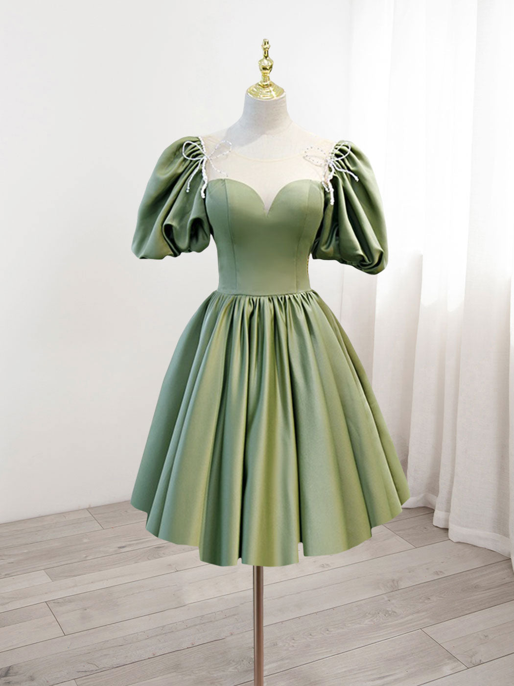 green short homecoming dresses Sheath Spaghetti Straps Dark Appliques Dress Body Shape Short Satin V Neck Off-The-Shoulder