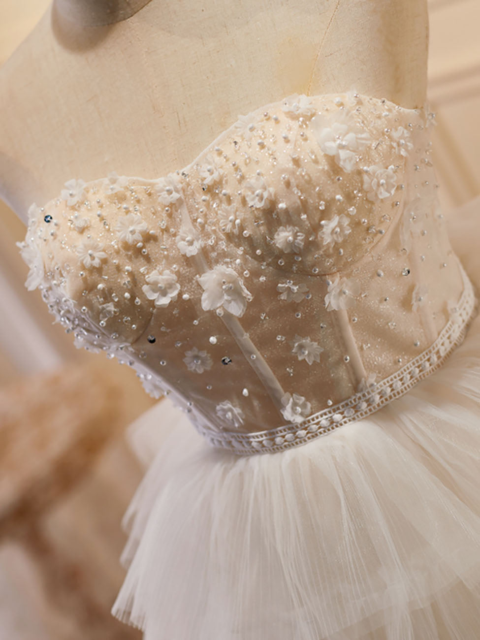 Cute White Strapless Sheer Teried Tulle Party Dress Homecoming Dress Cute White Strapless Sheer Teried Tulle Party Dress Homecoming Dress