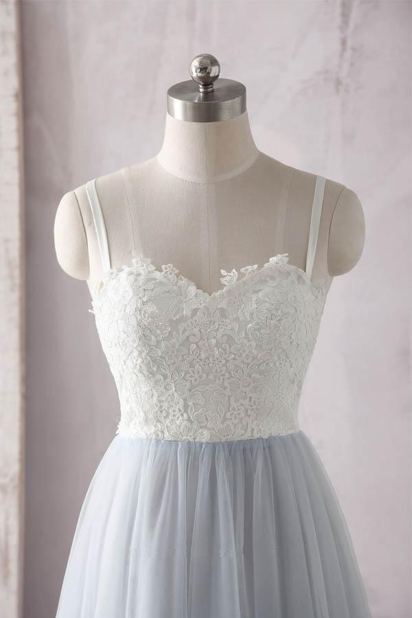 A line Tulle White Lace Top Long Sweetheart Neck Prom Dress,GDC1151-Dolly Gown