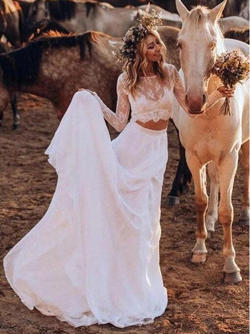Bridal Separates,Crop Top Wedding Dresses,Two Piece Bridal Dresses -DollyGown.com Bridal Separates,Crop Top Wedding Dresses,Two Piece Bridal Dresses -DollyGown.com