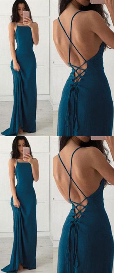 Backless Teal Green Simple Prom Dress For Teens Backless Teal Green Simple Prom Dress For Teens