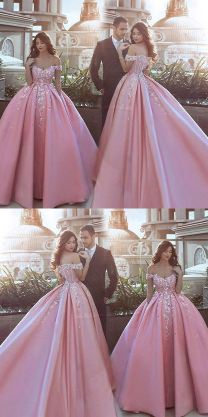 Ball Gown Pink Off Shoulders Wedding Dress,Ball Gown Prom Dress,GDC1162-Dolly Gown
