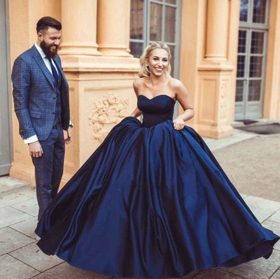 Ball Gown Sweetheart Navy Blue Simple Wedding Dress,GDC1211-Dolly Gown