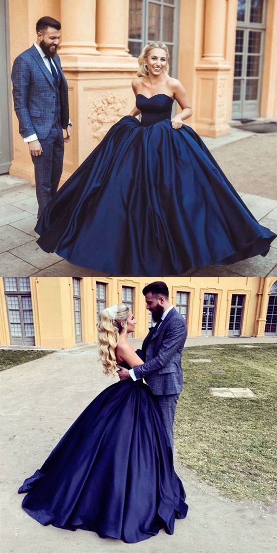 Ball Gown Sweetheart Navy Blue Simple Wedding Dress,GDC1211-Dolly Gown