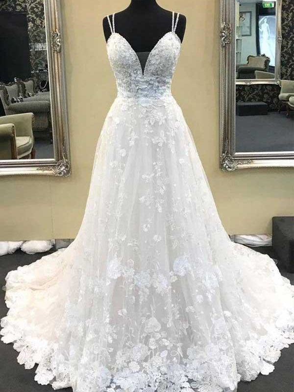 Best Delicate A-line Lace Appliques Celebrity Wedding Dress,GDC1234-Dolly Gown
