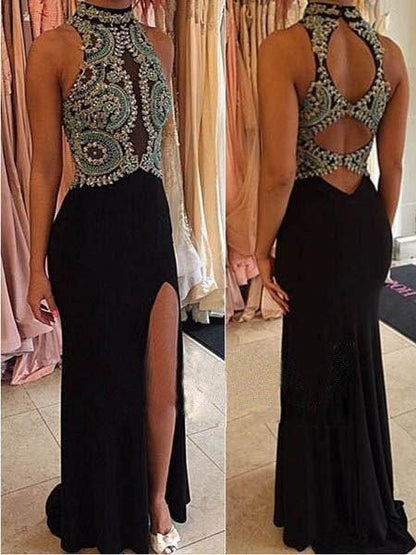 Black Prom Dress Long Prom Dress 2021 Side Slit Prom Dress for Curvy Girl,MA035-Dolly Gown