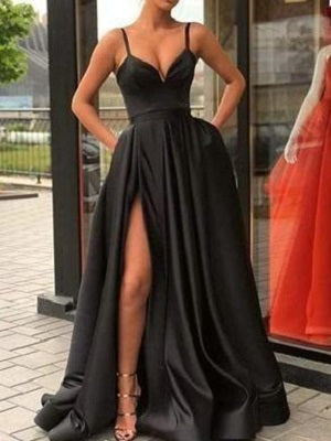 Black Side Slit Simple Fabulous Long Senior Prom Dress,GDC1168-Dolly Gown