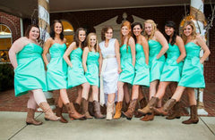Blue Sweetheart A-line Pockets Short Bridesmaid Dress with Boots,20081808-Dolly Gown