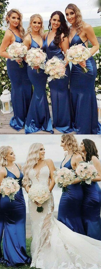Blue Sexy Long Bridesmaid Dresses Backless with Spaghgetti straps Blue Sexy Long Bridesmaid Dresses Backless with Spaghgetti straps