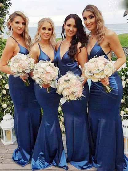 Blue Sexy Long Bridesmaid Dresses Backless with Spaghgetti straps,GDC1018-Dolly Gown