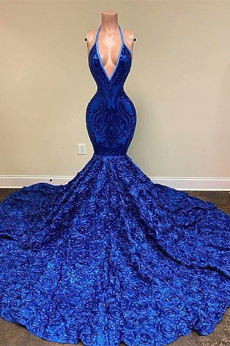 Bodycon Royal Blue Prom Dress Curvy Black Girl Slays - DollyGown
