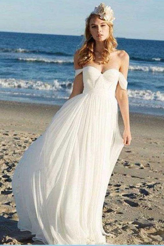 Boho Beach Wedding Dress Off Shoulders, Summer Wedding Dresses, GDC1325-Dolly Gown