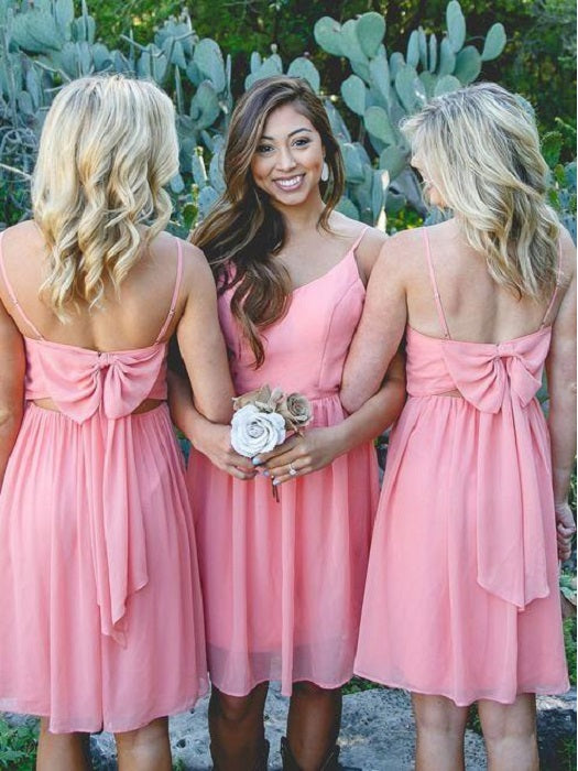 Boho Rustic Style Watermelon Short Summer Bridesmaid Dresses, 20081814-Dolly Gown