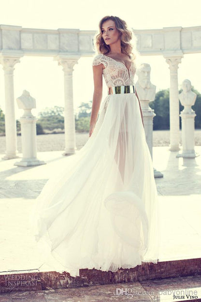 Boho Chiffon Flowy Wedding Dress,Summer Beach Wedding Dress,GDC1191-Dolly Gown