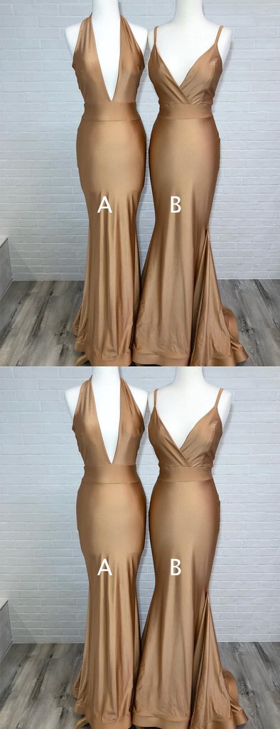 Gold Bridesmaid Dresses, Gold Prom Dress, Bodycon Tight Prom Dress,GDC1207-Dolly Gown