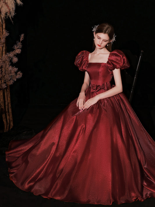 Burgundy Disney Princess inspired Ball Gown Prom Dress - DollyGown