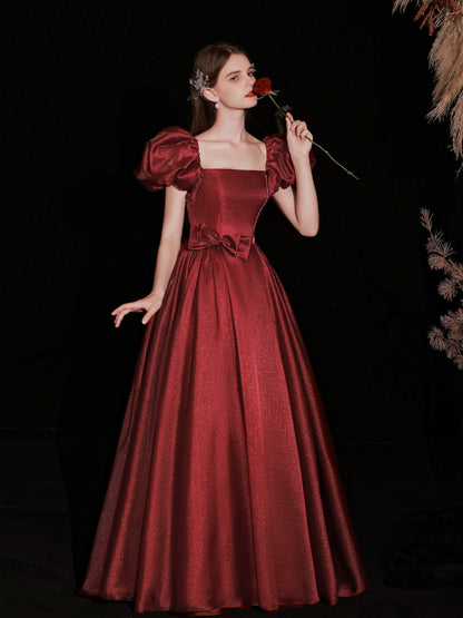 Burgundy Disney Princess inspired Ball Gown Prom Dress - DollyGown
