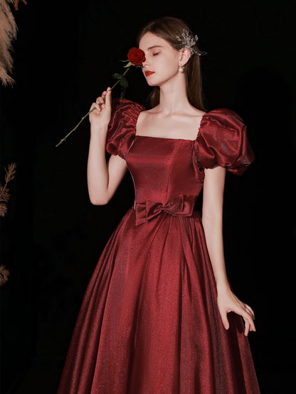 Burgundy Disney Princess inspired Ball Gown Prom Dress - DollyGown