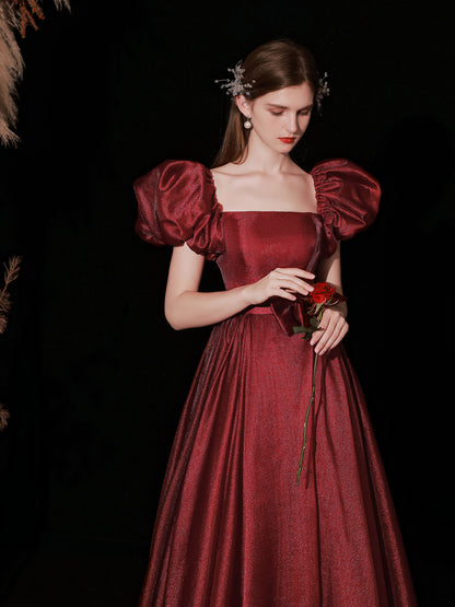 Burgundy Disney Princess inspired Ball Gown Prom Dress - DollyGown