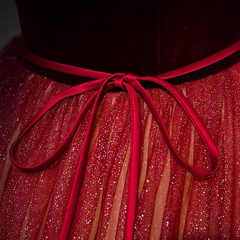 Burgundy Fairytale Off Shoulders Gradient Prom Dress Burgundy Fairytale Off Shoulders Gradient Prom Dress