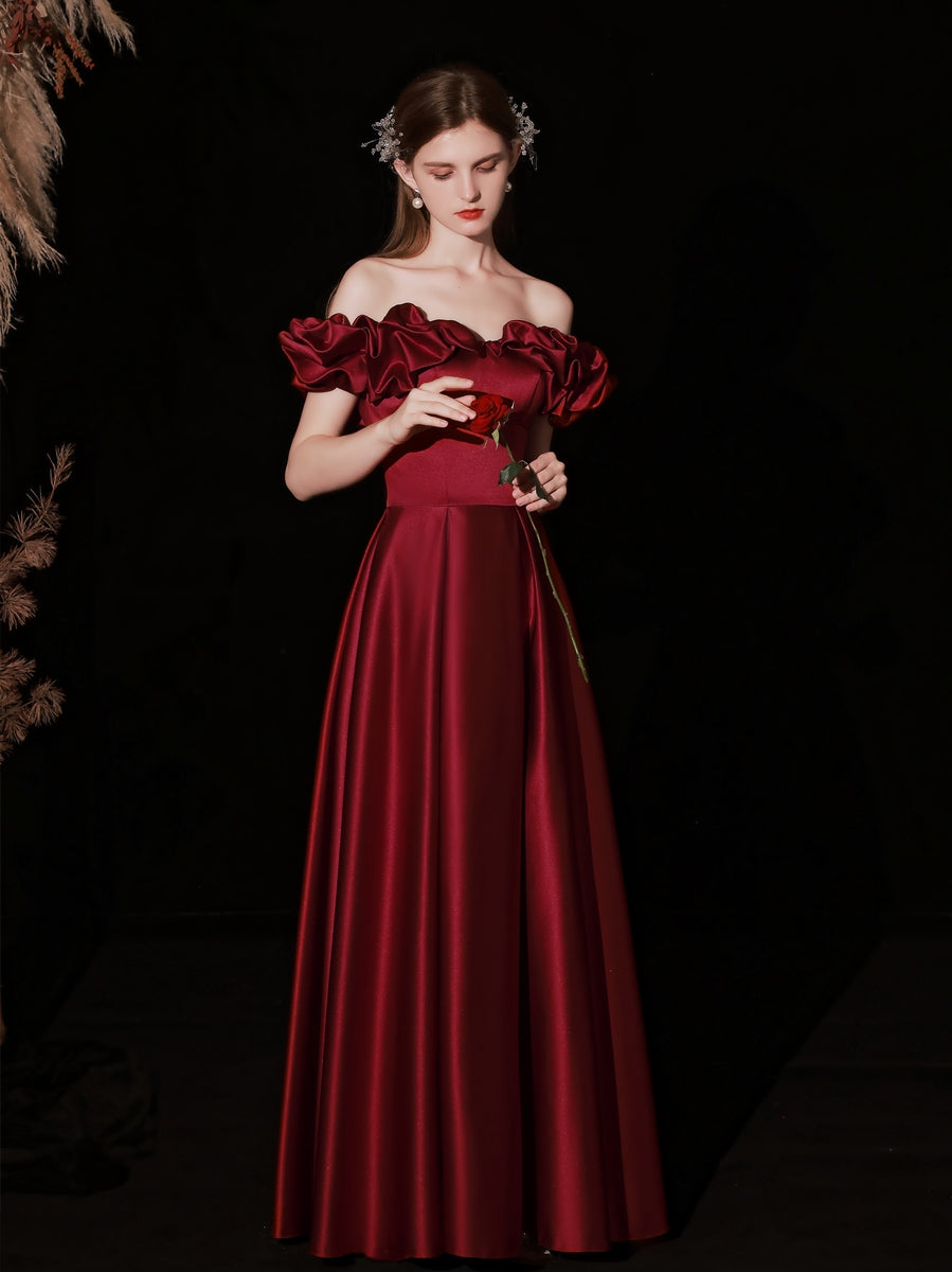 Burgundy Princess Cinderella Prom Dress Ball Gown - DollyGown