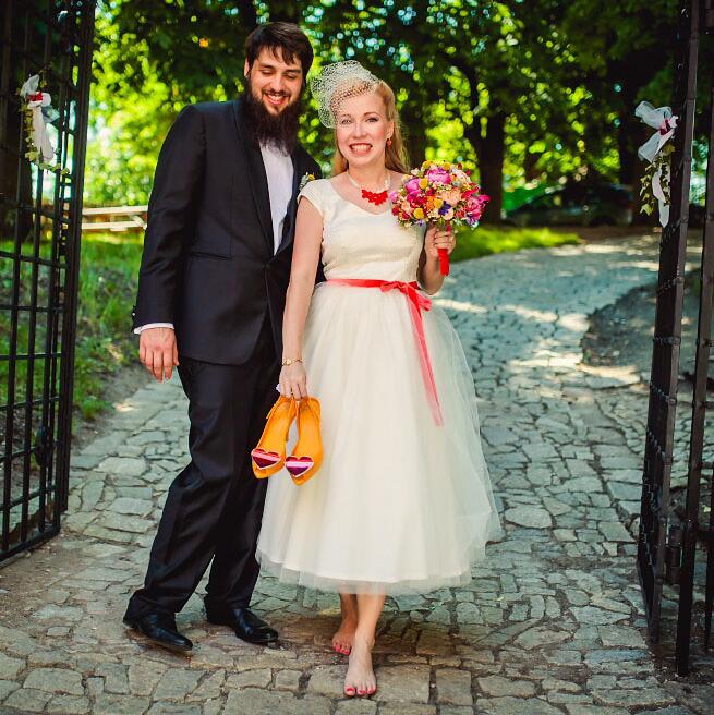 Cap Sleeved Short Country Style Wedding Dress, 50s Style Tea Length Wedding Dress,20110947-Dolly Gown