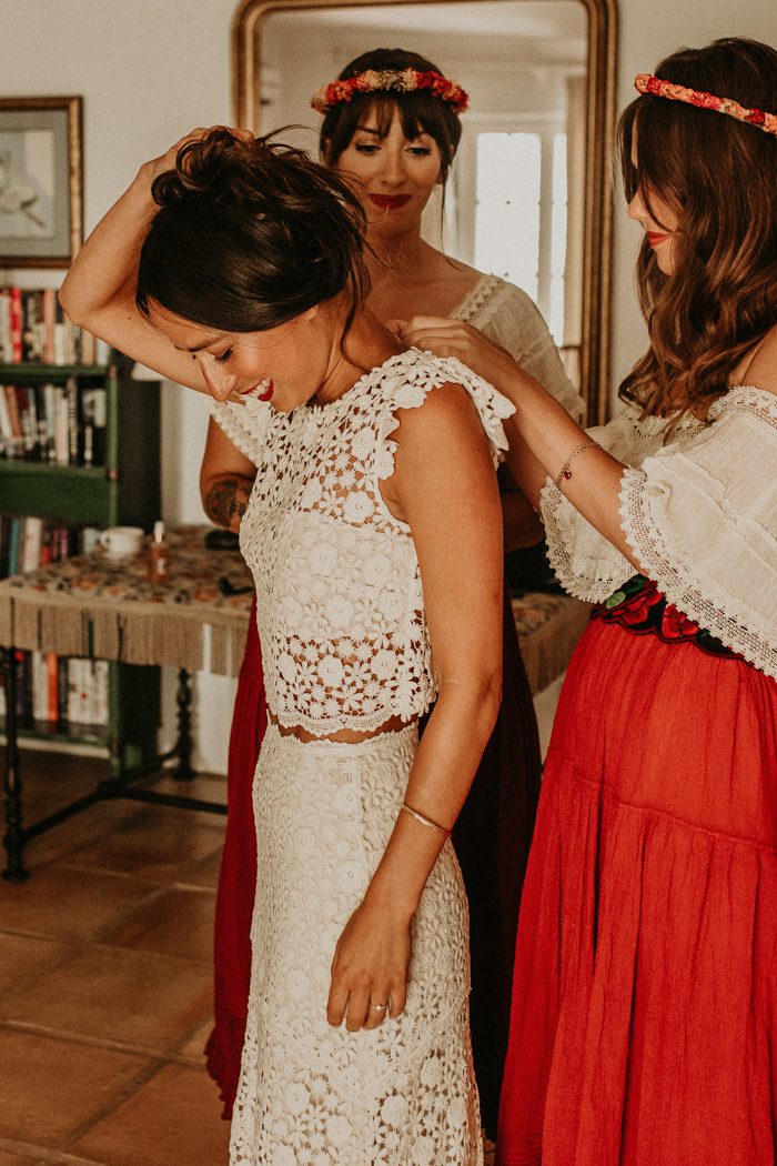 Casual Mermaid Long Two Piece Lace Wedding Dress |Crop Top Bridal Separates Casual Mermaid Long Two Piece Lace Wedding Dress |Crop Top Bridal Separates