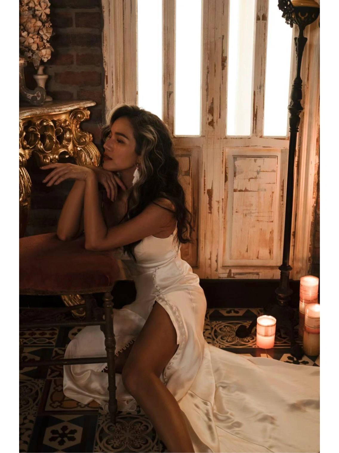 Casual Silk Boho Wedding Dress with Side Slit - DollyGown