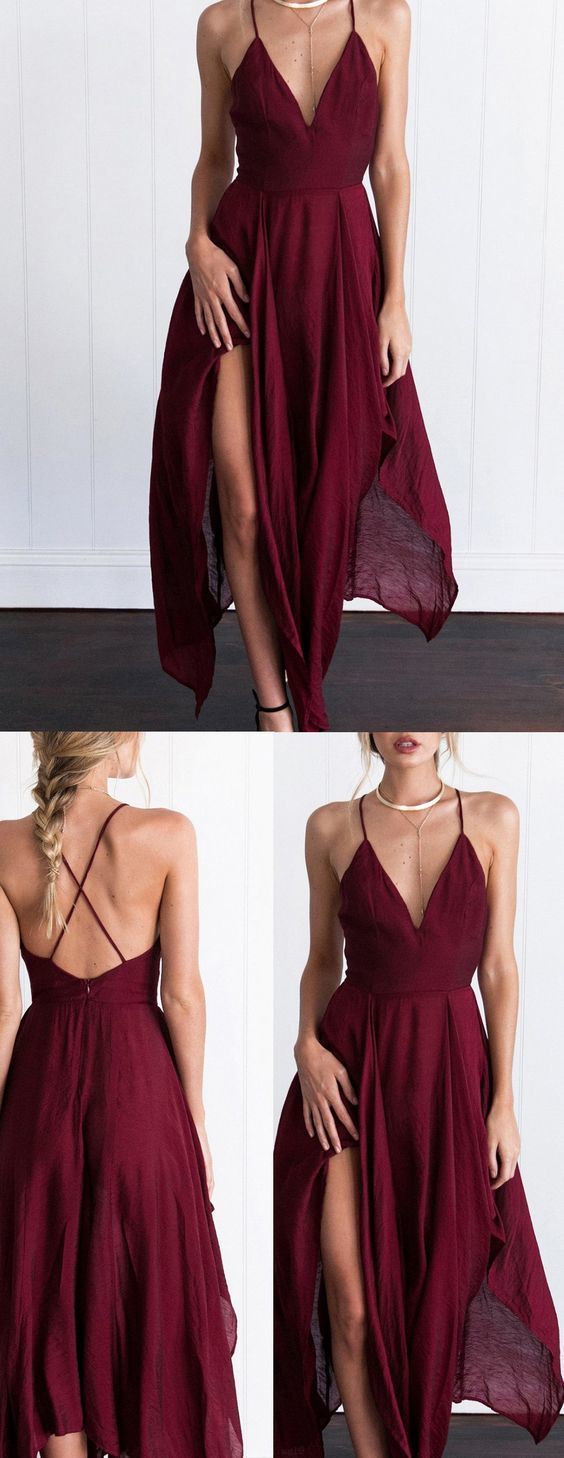 Charming Flowy Chiffon Burgundy Prom Dress | 8th grade Formal Dress Charming Flowy Chiffon Burgundy Prom Dress | 8th grade Formal Dress
