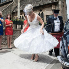 Cheap V-Neck Lace Short Tea Length Wedding Dress for Older Brides,20111764-Dolly Gown